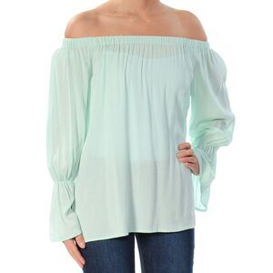 SANCTUARY Womens Green Bell Sleeve Off Shoulder Top Size: XS
